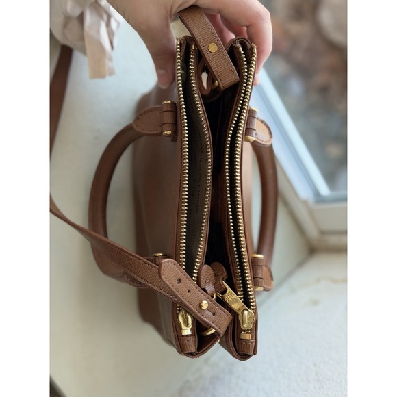 Ralph Lauren Purse Leather Crossbody Satchel Zipper - Picture 5 of 9